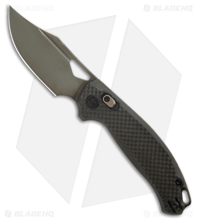 Kunwu DJANGO Clip Point XT Lock Knife Blk Carbon Fiber (3.2" Black ELMAX) X707F