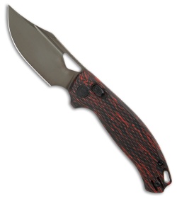 Kunwu DJANGO Clip Point XT Lock Knife Black/Red G-10 (3.2" Black ELMAX) X707A-1