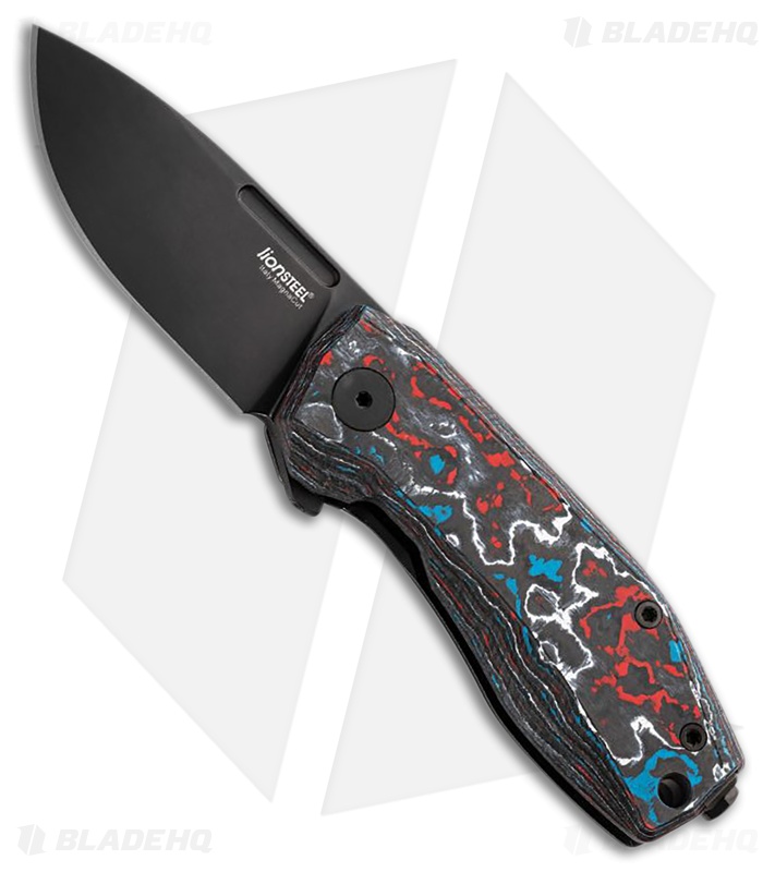 LionSteel Nano Frame Lock Knife Black Ti + Nebula Carbon Fiber (2.6" Old Black)