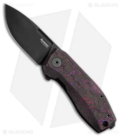 LionSteel Nano Frame Lock Knife Black Ti/Purple Haze Fatcarbon (2.6" Old Black)