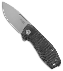 LionSteel Nano Frame Lock Knife Black Canvas Micarta (2.75" Satin MagnaCut)