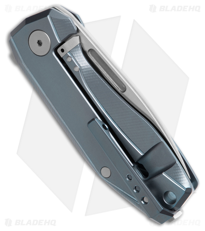 LionSteel Nano Frame Lock Knife Blue Titanium (2.75" Satin MagnaCut)