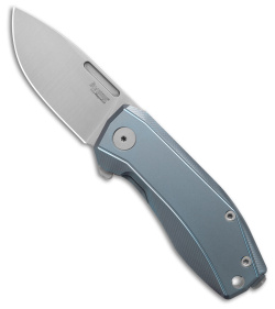 LionSteel Nano Frame Lock Knife Blue Titanium (2.75" Satin MagnaCut)