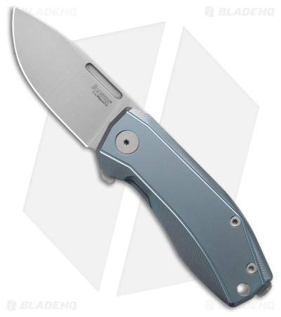 LionSteel Nano Frame Lock Knife Blue Titanium (2.75" Satin MagnaCut)