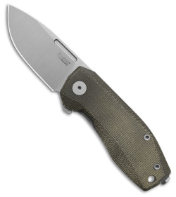 LionSteel Nano Frame Lock Knife Green Canvas Micarta (2.75" Satin MagnaCut)