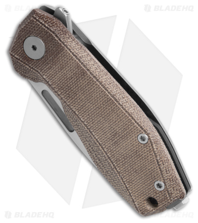 LionSteel Nano Frame Lock Knife Natural Canvas Micarta (2.75" Satin MagnaCut)