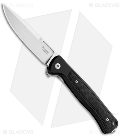 LionSteel Knives Skinny MagnaCut Drop Point Frame Lock Knife Black Al (3.3" SW)