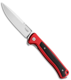 LionSteel Knives Skinny MagnaCut Frame Lock Knife Black/Red Aluminum (3.3" Stone