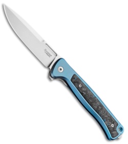 LionSteel Knives Skinny MagnaCut Frame Lock Knife Black/Blue Ti (3.3&quot; Satin) | 206869