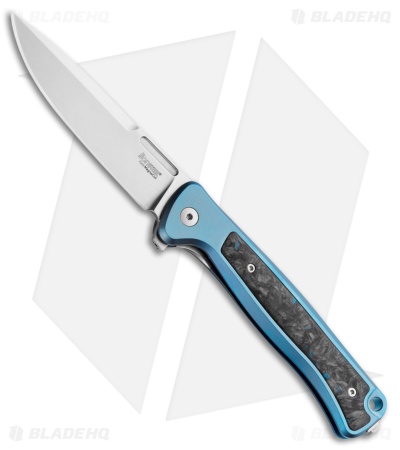 LionSteel Knives Skinny MagnaCut Frame Lock Knife Black/Blue Ti (3.3" Satin)
