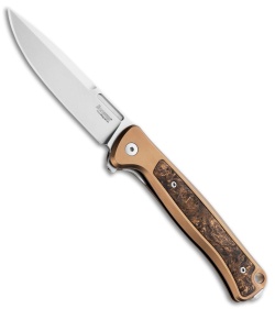 LionSteel Knives Skinny MagnaCut Frame Lock Knife Bronze Titanium (3.3" Satin)