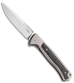 LionSteel Knives Skinny MagnaCut Drop Point Frame Lock Knife Green Al (3.3" SW)