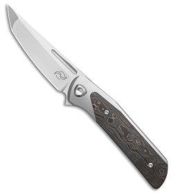 Liong Mah Design Warrior 3 Frame Lock Knife Gold Camo CF (3.5" Satin)