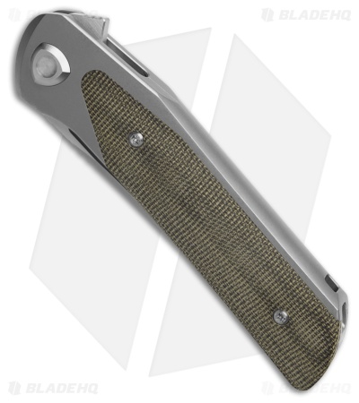 Liong Mah Design Warrior 3 Frame Lock Knife Green Micarta (3.5" Satin)