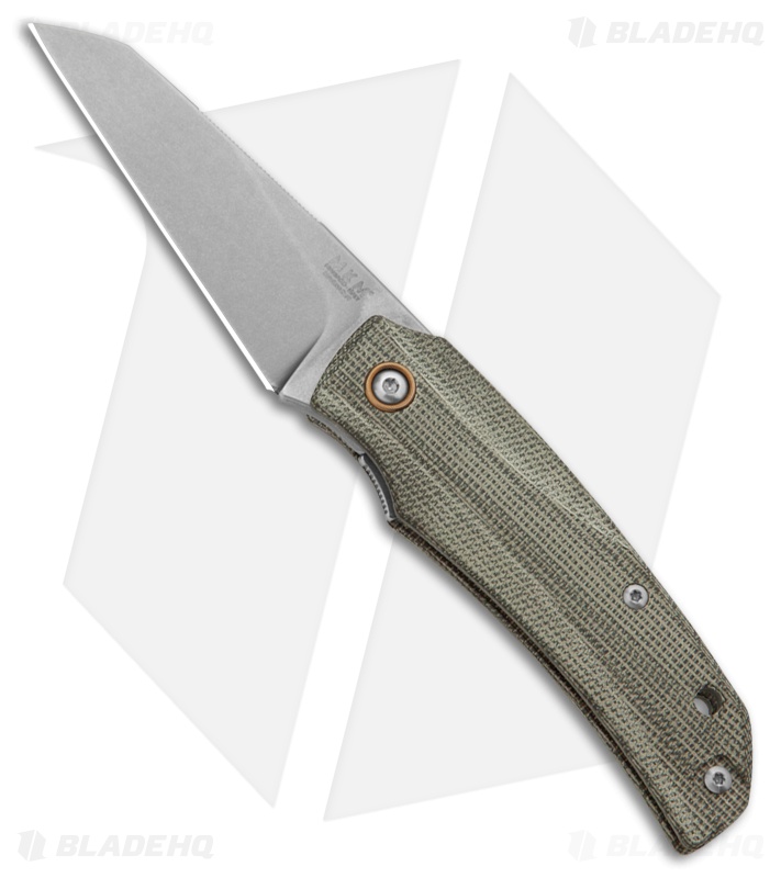 MKM Ice MagnaCut Liner Lock Knife Green Canvas Micarta (2.6" Stonewash)