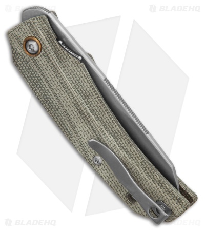MKM Ice MagnaCut Liner Lock Knife Green Canvas Micarta (2.6" Stonewash)