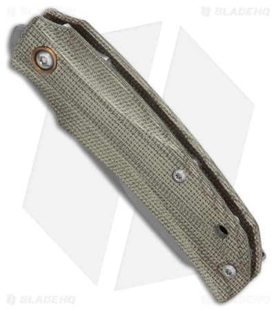 MKM Ice MagnaCut Liner Lock Knife Green Canvas Micarta (2.6" Stonewash)