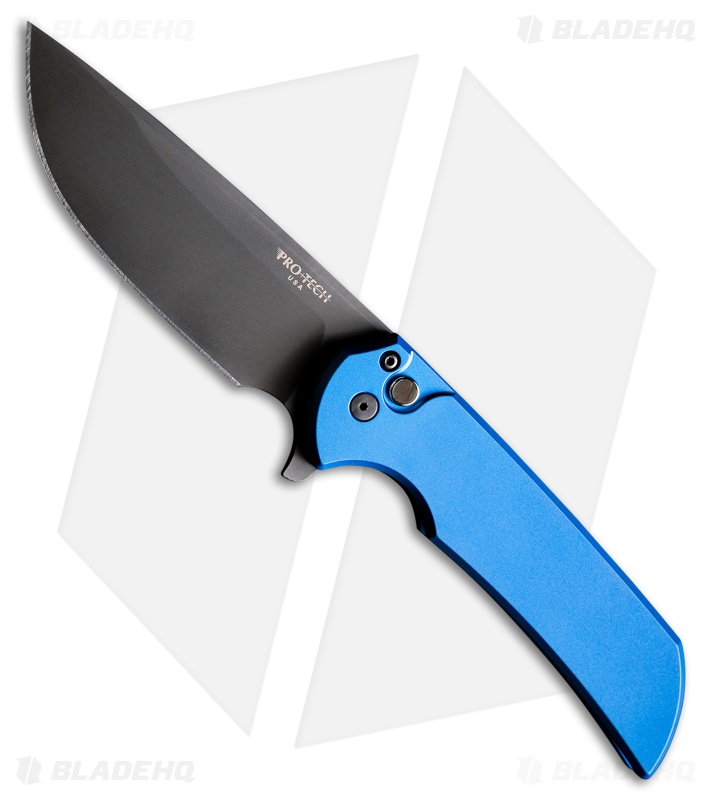 Pro-Tech Mordax Button Lock Knife Solid Blue Aluminum (3.5" DLC MagnaCut)