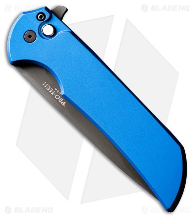 Pro-Tech Mordax Button Lock Knife Solid Blue Aluminum (3.5" DLC MagnaCut)