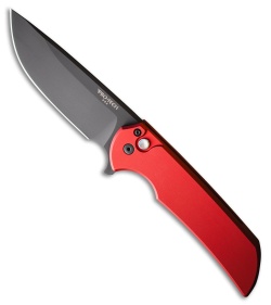 Pro-Tech Mordax Button Lock Knife Solid Red Aluminum (3.5" DLC MagnaCut)