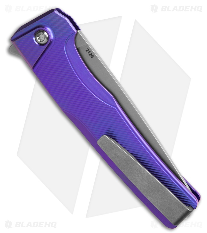 MachineWise Sonora Button Lock Knife Blurple Fine Step Ti (3.38" SW S90V)