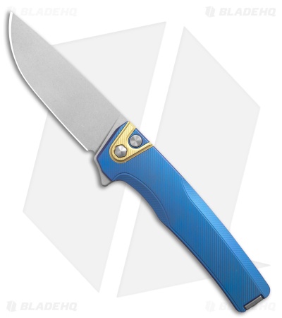 MachineWise Sonora Button Lock Knife Blurple Fine Step Titanium (3.4" SW S90V)