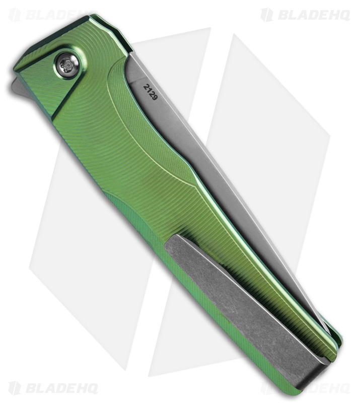 MachineWise Sonora Button Lock Knife Green Epicenter Ti (3.38" SW S90V)