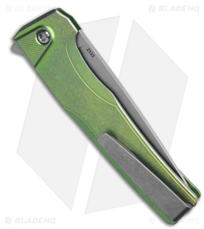 MachineWise Sonora Button Lock Knife Green Smooth Ti (3.38" SW S90V)