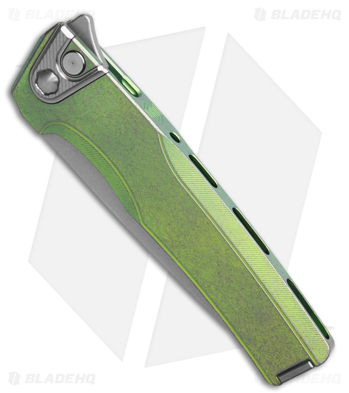 MachineWise Sonora Button Lock Knife Green Smooth Ti (3.38" SW S90V)