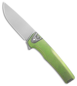 MachineWise Sonora Button Lock Knife Green Smooth Ti (3.38" SW S90V)