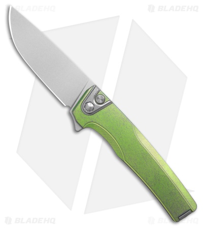MachineWise Sonora Button Lock Knife Green Smooth Ti (3.38" SW S90V)