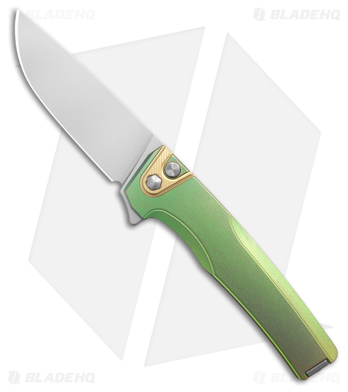 MachineWise Sonora Button Lock Knife Green Smooth Ti (3.38" SW S90V)