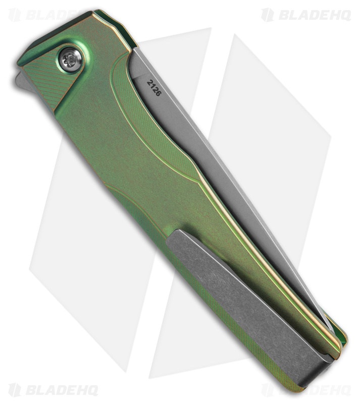 MachineWise Sonora Button Lock Knife Green Smooth Ti (3.38" SW S90V)