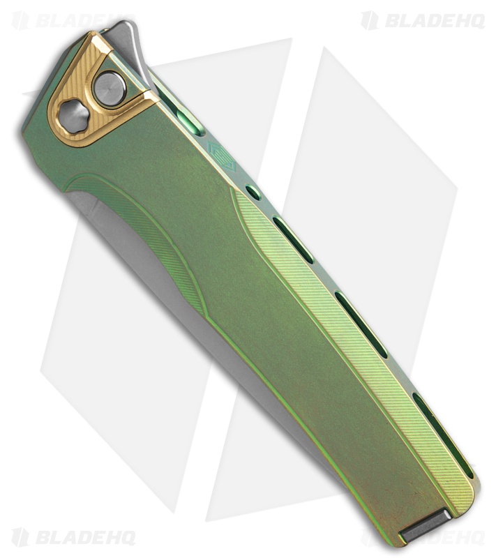 MachineWise Sonora Button Lock Knife Green Smooth Ti (3.38" SW S90V)