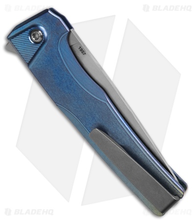 MachineWise Sonora Button Lock Knife Ice Blue Fade Smooth Ti (3.4" SW S90V)