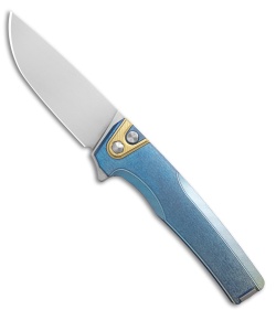 MachineWise Sonora Button Lock Knife Ice Blue Fade Smooth Ti (3.4" SW S90V)
