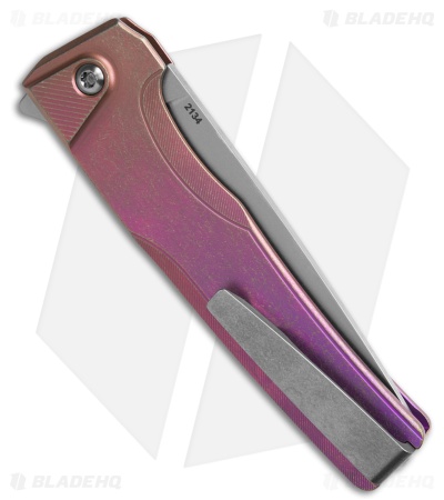 MachineWise Sonora Button Lock Knife Purple Fade Smooth Ti (3.38" SW S90V)