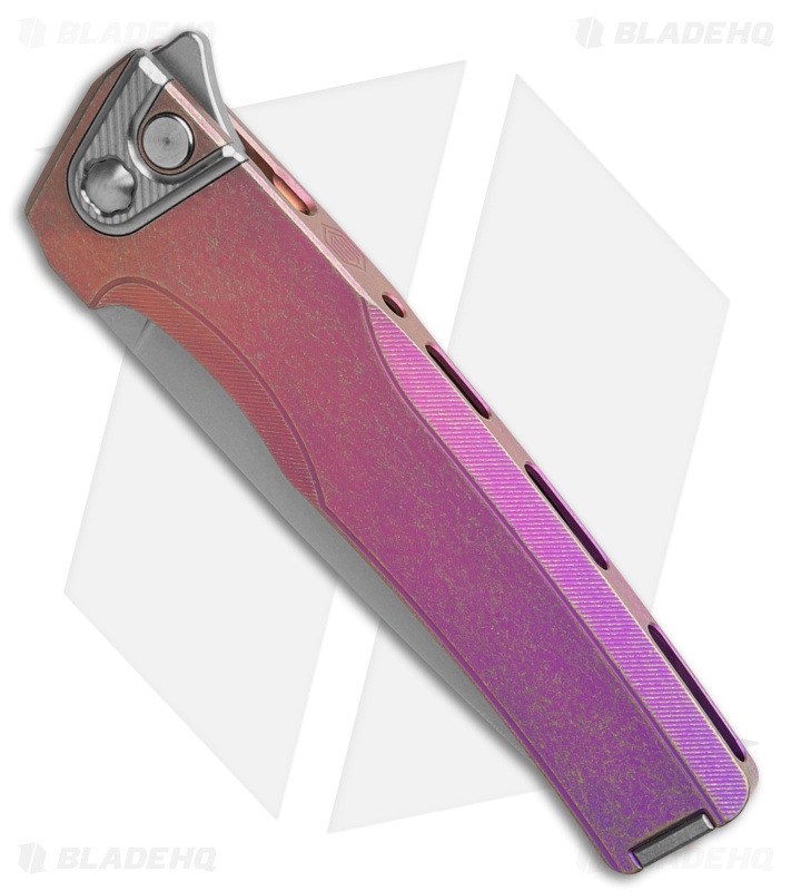 MachineWise Sonora Button Lock Knife Purple Fade Smooth Ti (3.38" SW S90V)