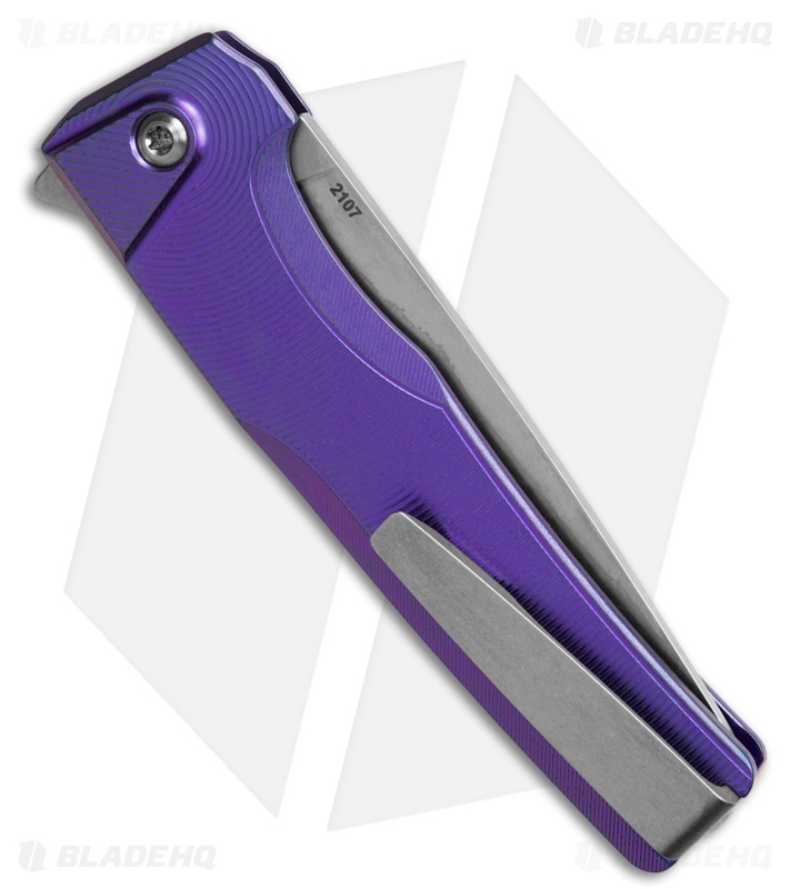 MachineWise Sonora Button Lock Knife Purple Fine Step Ti (3.38" SW S90V)