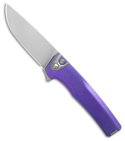 MachineWise Sonora Button Lock Knife Purple Fine Step Ti (3.38" SW S90V)