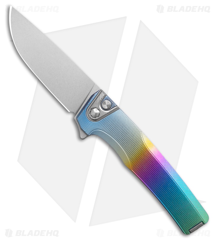 MachineWise Sonora Button Lock Knife Rainbow Epicenter Ti (3.38" SW S90V)