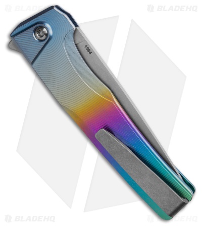 MachineWise Sonora Button Lock Knife Rainbow Epicenter Ti (3.38" SW S90V)