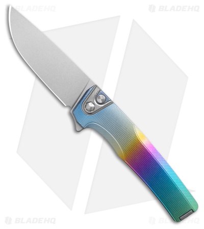 MachineWise Sonora Button Lock Knife Rainbow Epicenter Ti (3.38" SW S90V)