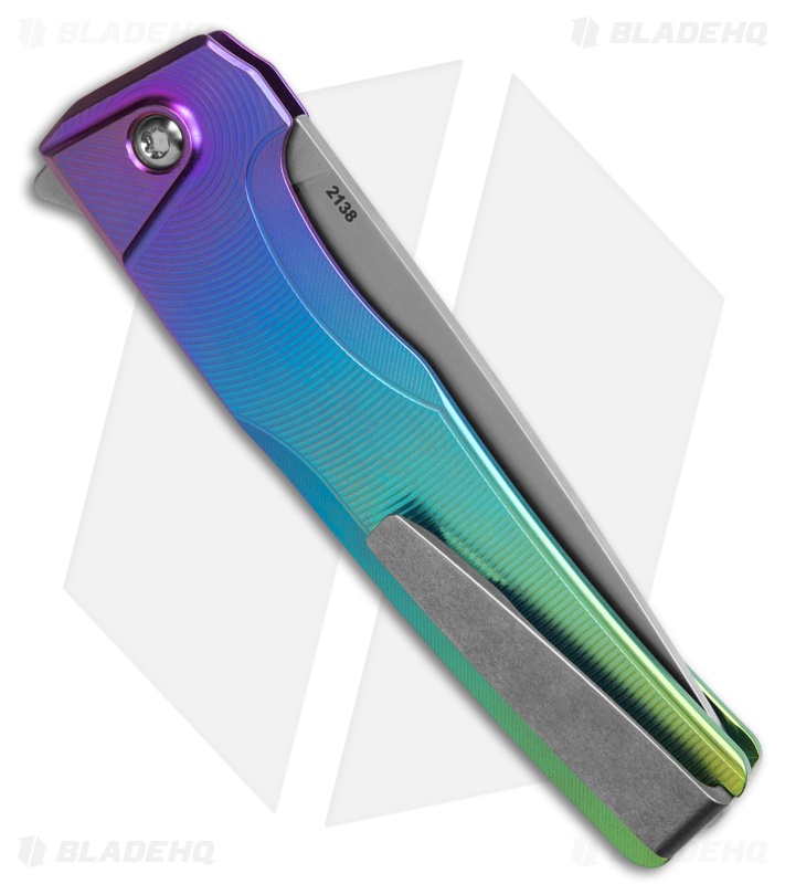 MachineWise Sonora Button Lock Knife Rainbow Epicenter Ti (3.38" SW S90V)