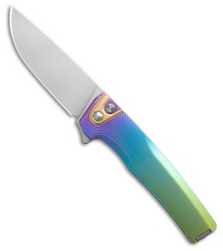 MachineWise Sonora Button Lock Knife Rainbow Epicenter Ti (3.38" SW S90V)