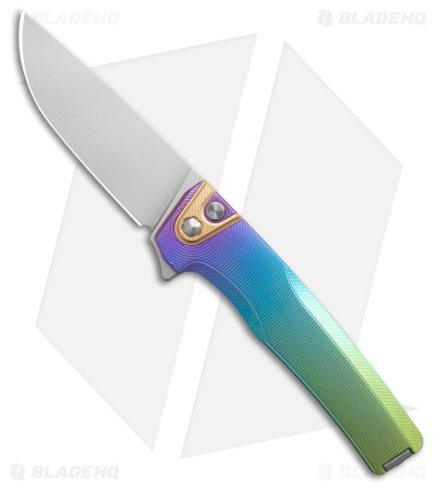 MachineWise Sonora Button Lock Knife Rainbow Epicenter Ti (3.38" SW S90V)