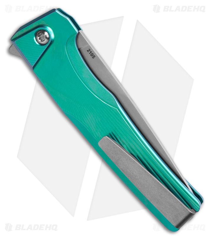 MachineWise Sonora Button Lock Knife Sea Green Sunray Ti (3.38" SW S90V)