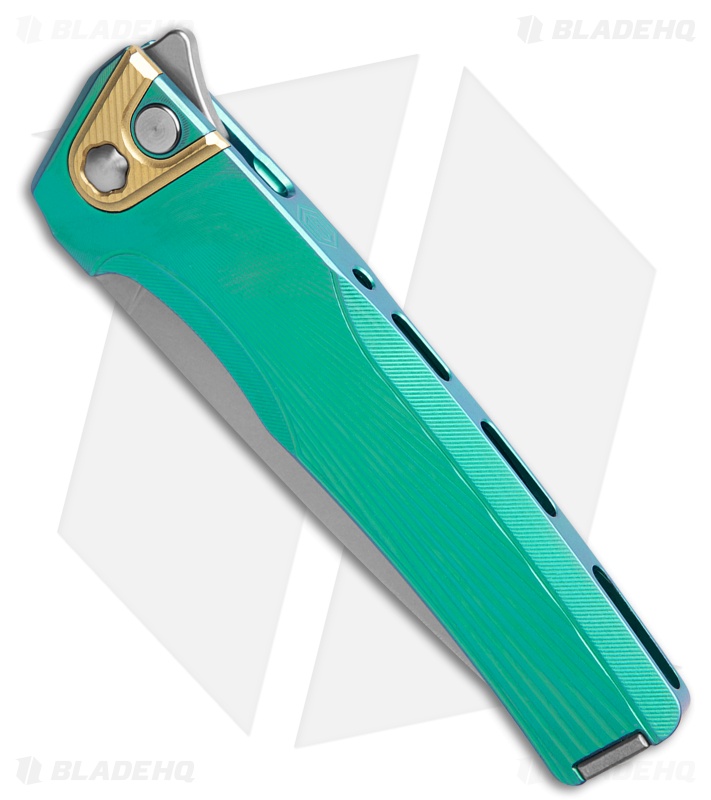 MachineWise Sonora Button Lock Knife Sea Green Sunray Ti (3.38" SW S90V)