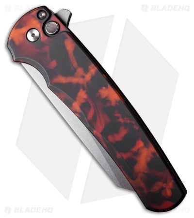 Pro-Tech Malibu Reverse Tanto Button Lock Knife Del Fuego (3.25" Stonewash)