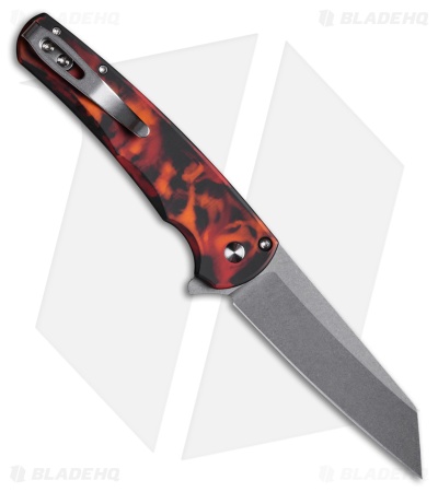 Pro-Tech Malibu Reverse Tanto Button Lock Knife Del Fuego (3.25" Stonewash)